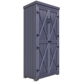 Outdoor Storage Cabinet Garden Shed With Waterproof Galvanized Metal Roof And Lockable Door, Gray (Option: gray)